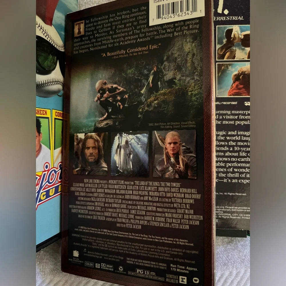 Five VHS videos - ET; Lord of the Rings - The Two Towers